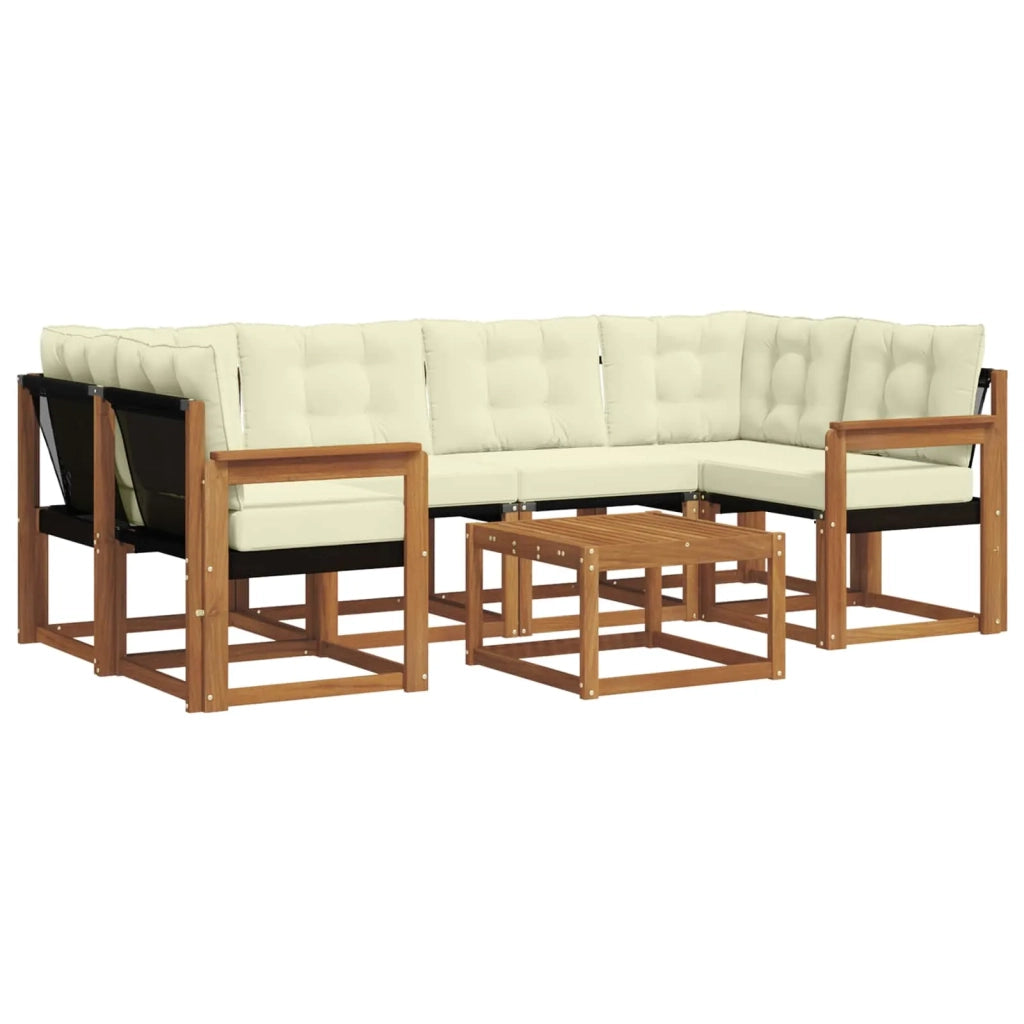 Set di divani da esterno con cuscino 7 pcs Naturale e Crema 3368441