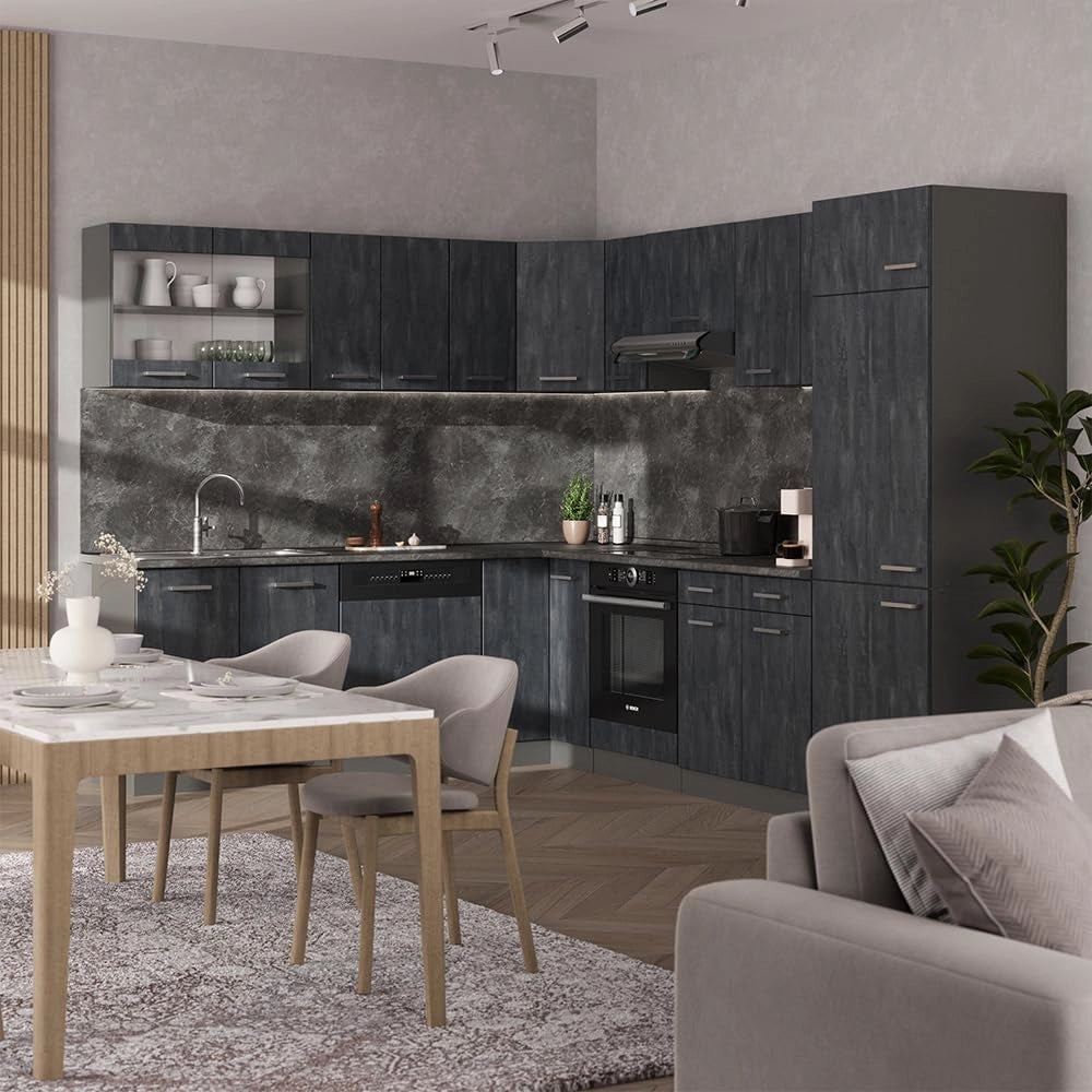Frontale cucina R-Line, Calcestruzzo nero, 59.6 x 71.3 cm frontale del mobile per mobile base con cassetti