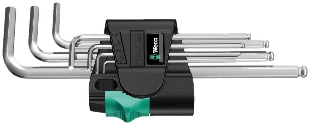 Wera 05022087001 950 PKL-9 SM N Set di Chiavi a Brugola Angolari 9 Pezzi 1,5-10 mm Cromati con Testa Sferica Hex-Plus colore Nero