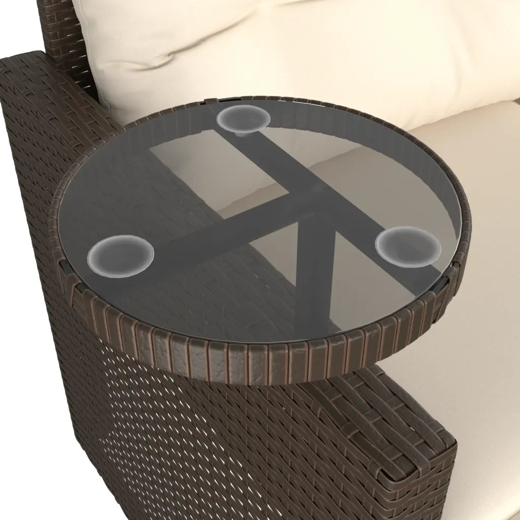 Set Divano da Giardino 3 pz con Cuscini Marrone in Polyrattan 365459