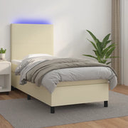 Giroletto a Molle con Materasso e LED Crema 80x200cm Similpelle cod mxl 62386
