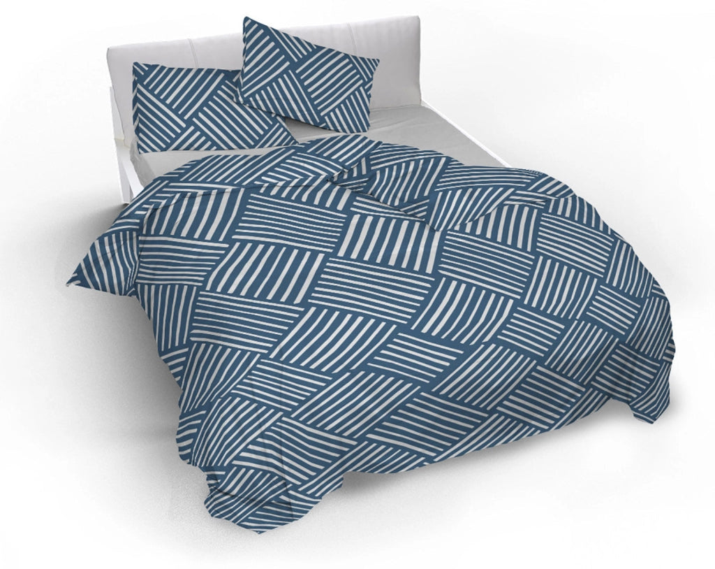 Copripiumino Singolo con Federe Stampato in Microfibra City Life Blue