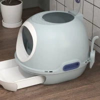 Lettiera per Gatti Chiusa con Vassoio Estraibile, 2 Ingressi e Paletta, 47x55x44 cm, Azzurro