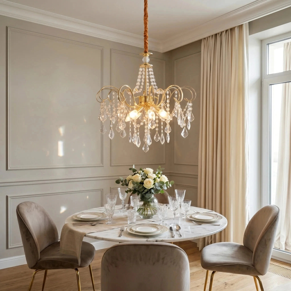 Lampada A Sospensione In Cristallo Swe076-cp 50cm Gold