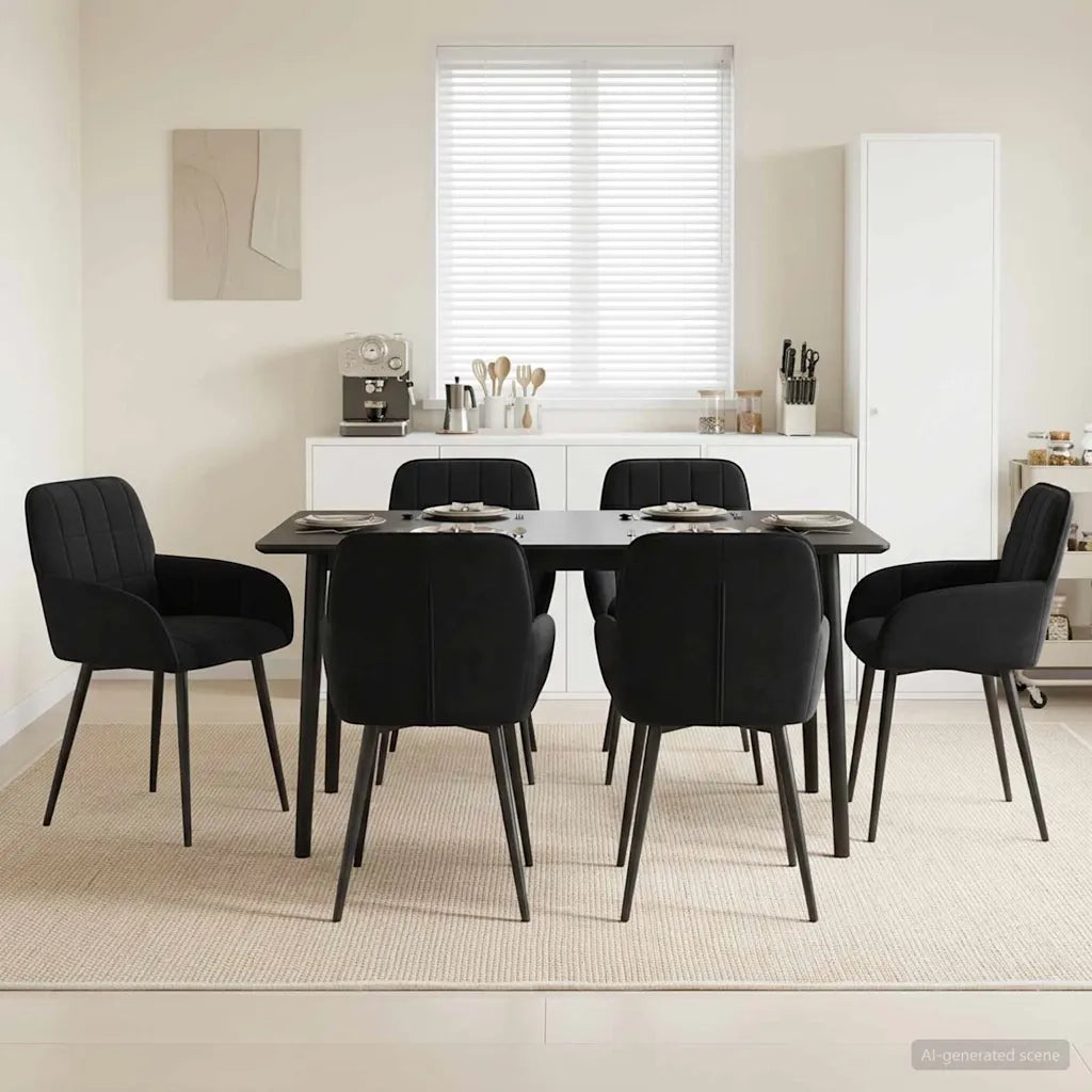 Sedie da pranzo 6 pcs Velluto (V) Nero 56,5 x 50 x 86 cm 3428180