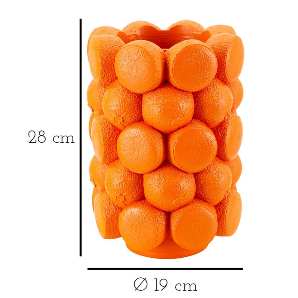 Vaso Decorativo Arance, Arancione, Poliresina, 19x19x28 cm