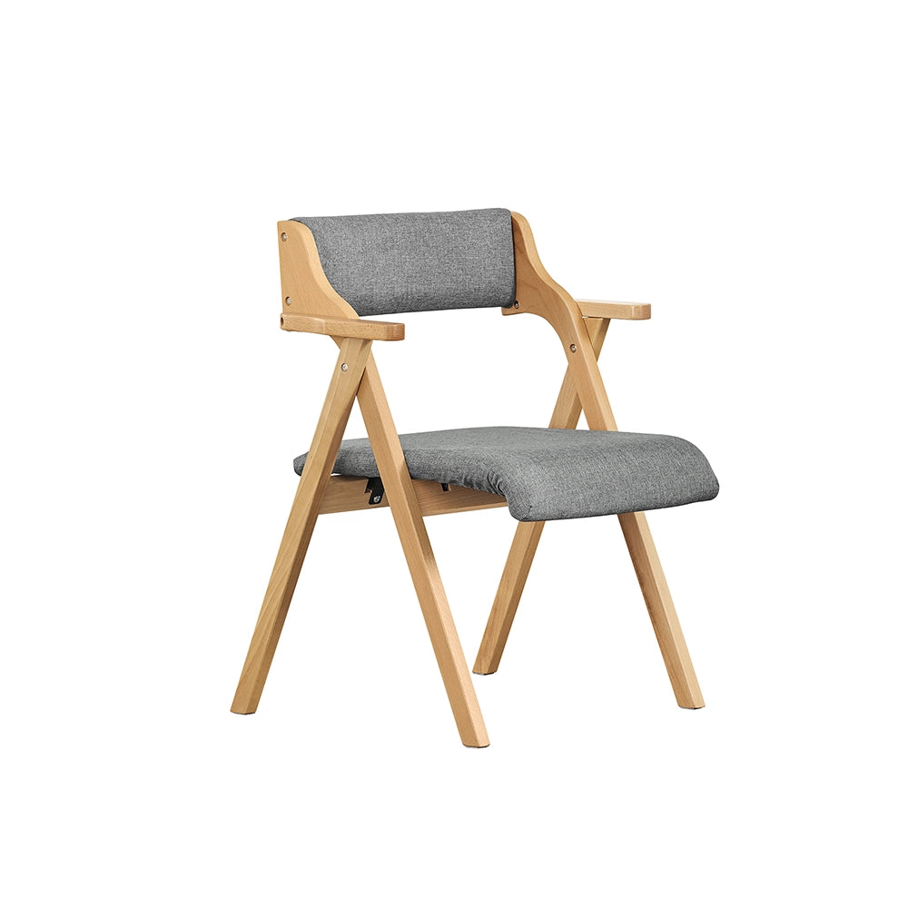 SoBuy Sedia Pieghevole in Legno con Cuscino – Sedie Giardino Pieghevoli e Sedie Impilabili da Interno, Sedia da Giardino Pieghevole per Ufficio Ospiti, Cucina o Balcone, Colore Grigio FST98-HG
