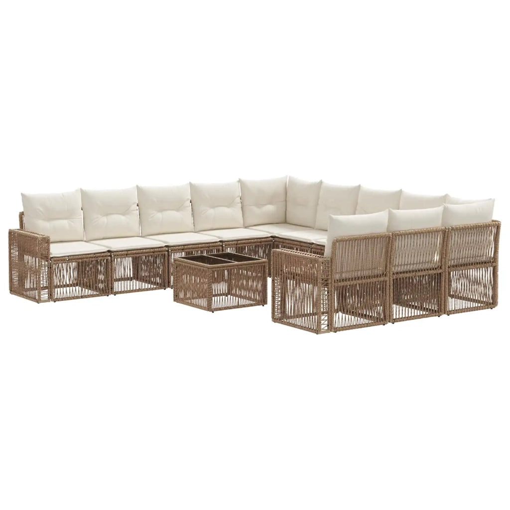 Set Divano da Giardino 12 pcs Beige e Bianco Crema polyrattan 3435267