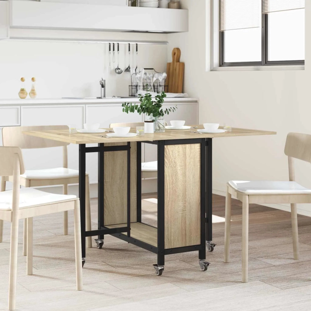 Tavolo da pranzo pieghevole con ruote 130 x 80 x 76,5 cm