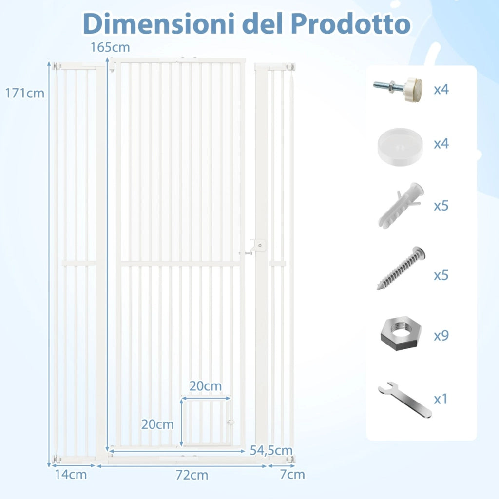 Porta per animali domestici extra alta con apertura da 77-104 cm-Porta facilmente percorribile per cucina porta Bianco