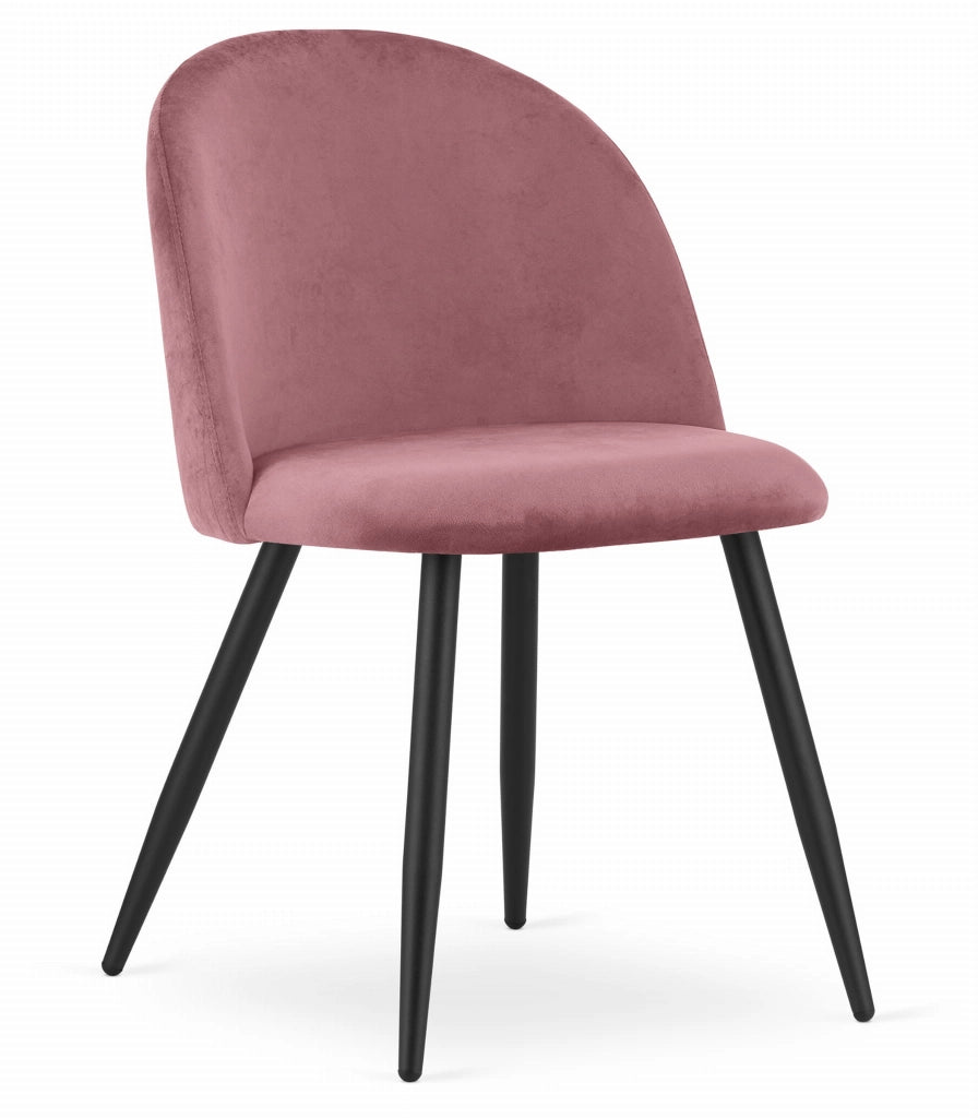 Sedia Valora Bello in velluto rosa scuro con gambe nere