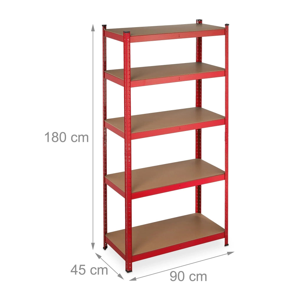 Scaffale di stoccaggio modulare garage officina 180 x 90 x 45 cm capacità 875 kg in MDF rosso 13_0011353