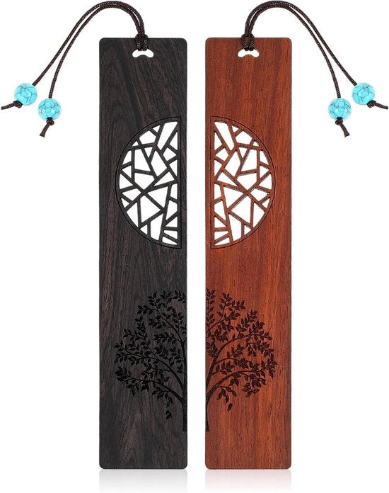 Libreria in legno artigianale a mano - 2 pezzi - con hanger in porcellana azzurra turquesa