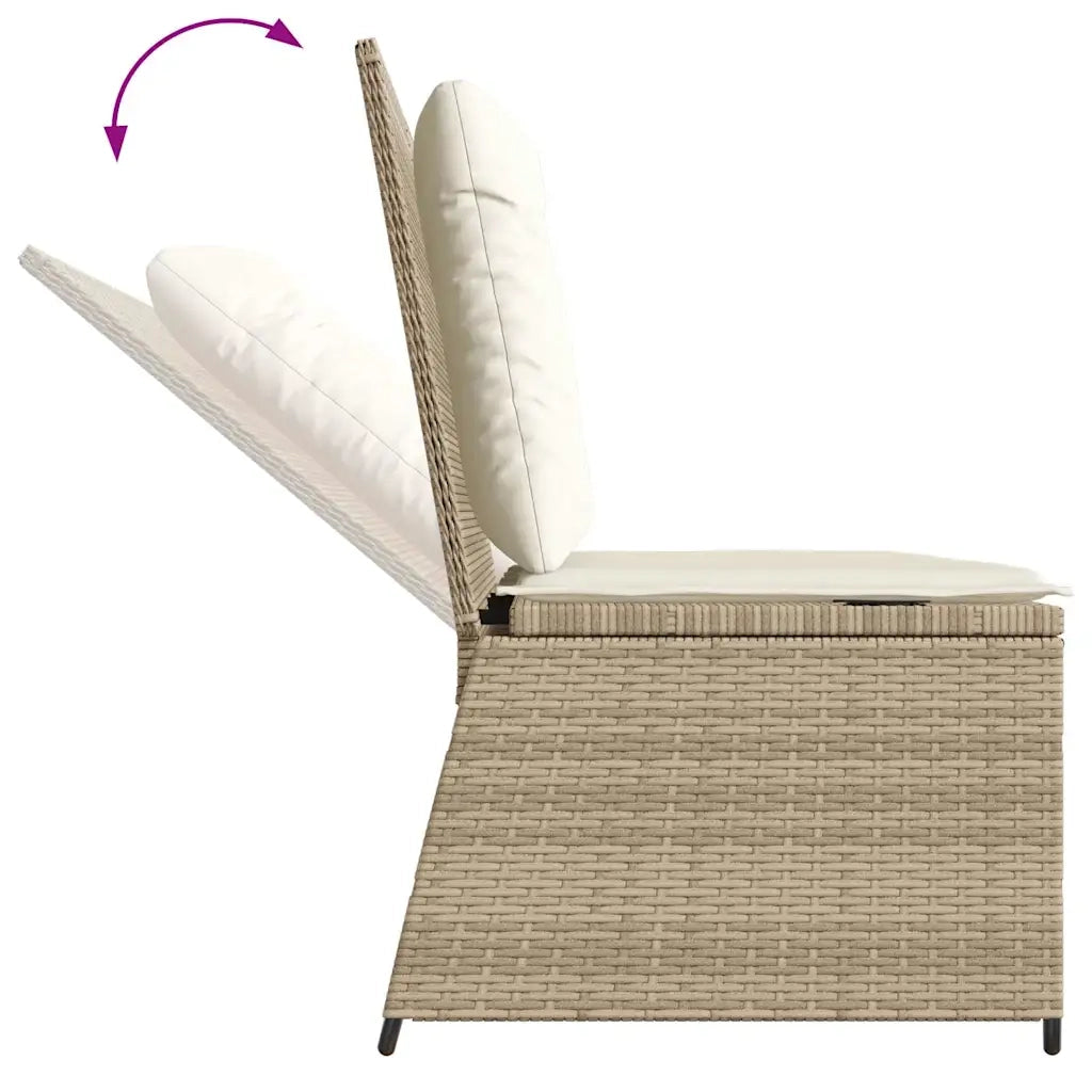 Panca Reclinabile da Giardino con Cuscini-Sgabello-Sedia da esterno Beige in Polyrattan 725376