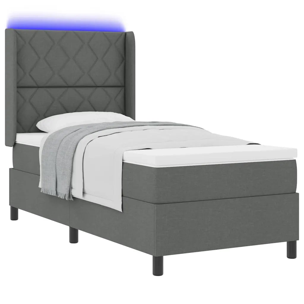 Letto a Sorgente LED Grigio scuro 90 x 200 cm Tessuto 3343547
