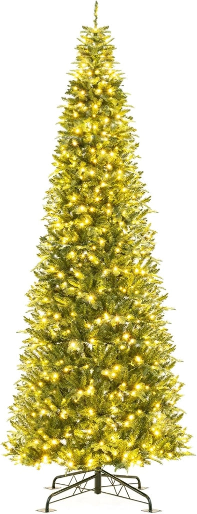 Albero di Natale Artificiale 360 cm, Albero di Natale Pre-illuminato con 800 Luci LED, 2517 Punte di Rami e Connettore di Alimentazione Rapido, Decorazione Natalizia da Interno ed Esterno