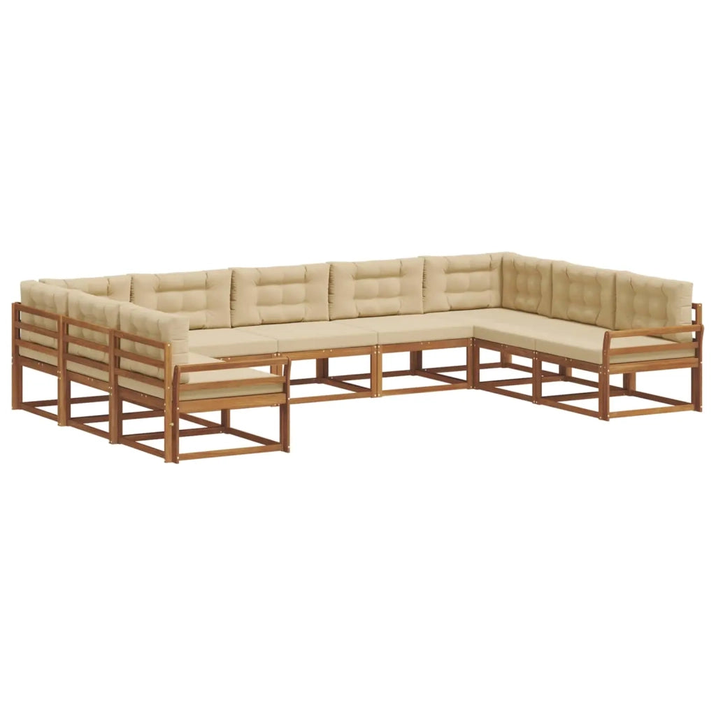 Set di divani da esterno con cuscino 9 pcs Naturale e Beige 3368171