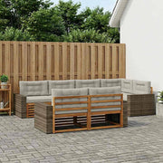 Set di divani da esterno 7 pz Naturale e Grigio Chiaro 3383489