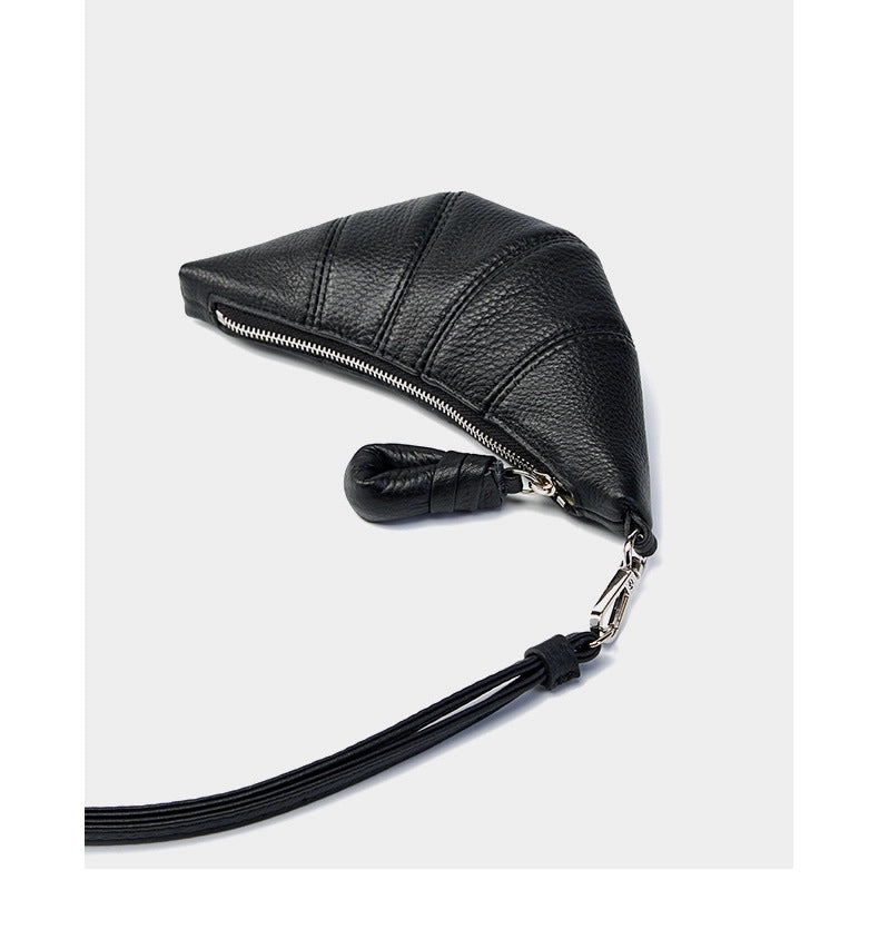 Borsa a tracolla in vera pelle da donna, colore nero.