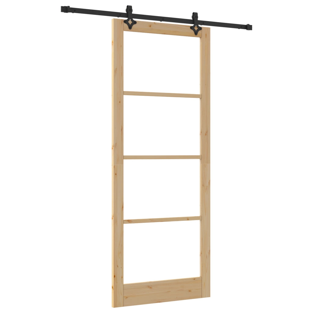 Porta scorrevole  con set di ferramenta 'ORKDAL'Legno massello e vetro