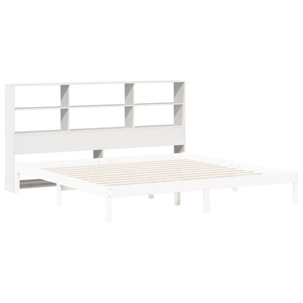 Testiera con Ripiani Bianca 180 cm in Legno Massello di Pino