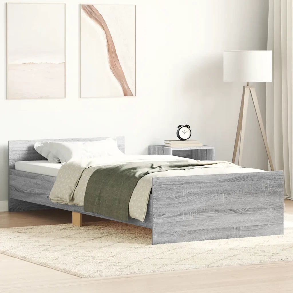 Giroletto-Struttura Letto Grigio Sonoma 90x190 cm in Legno Multistrato 370269
