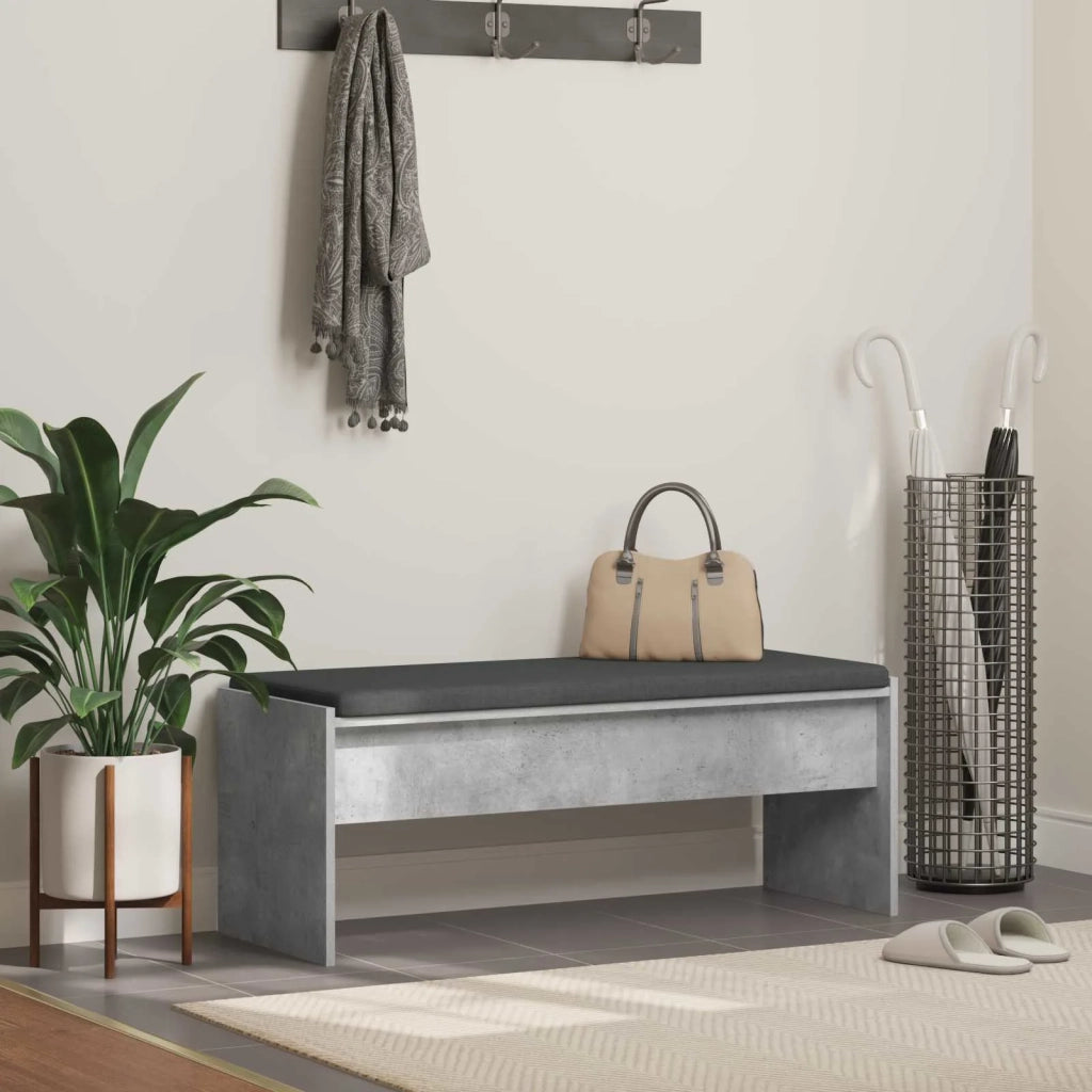 Panca per ingresso con cuscino-Sgabello-Panca da Corridoio Grigio cemento 103 x 38 x 40 cm