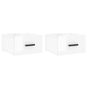 Set di 2 Comodini | Armadio da Notte | Mobiletto da notte a Muro Bianco Lucido 35x35x20 cm