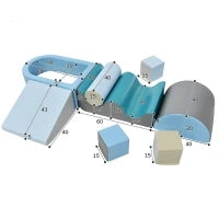 Set di 9 Blocchi Morbidi atossici da Gioco per arrampicarsi, scivolare, gattonare e giocare in sicurezza,blu