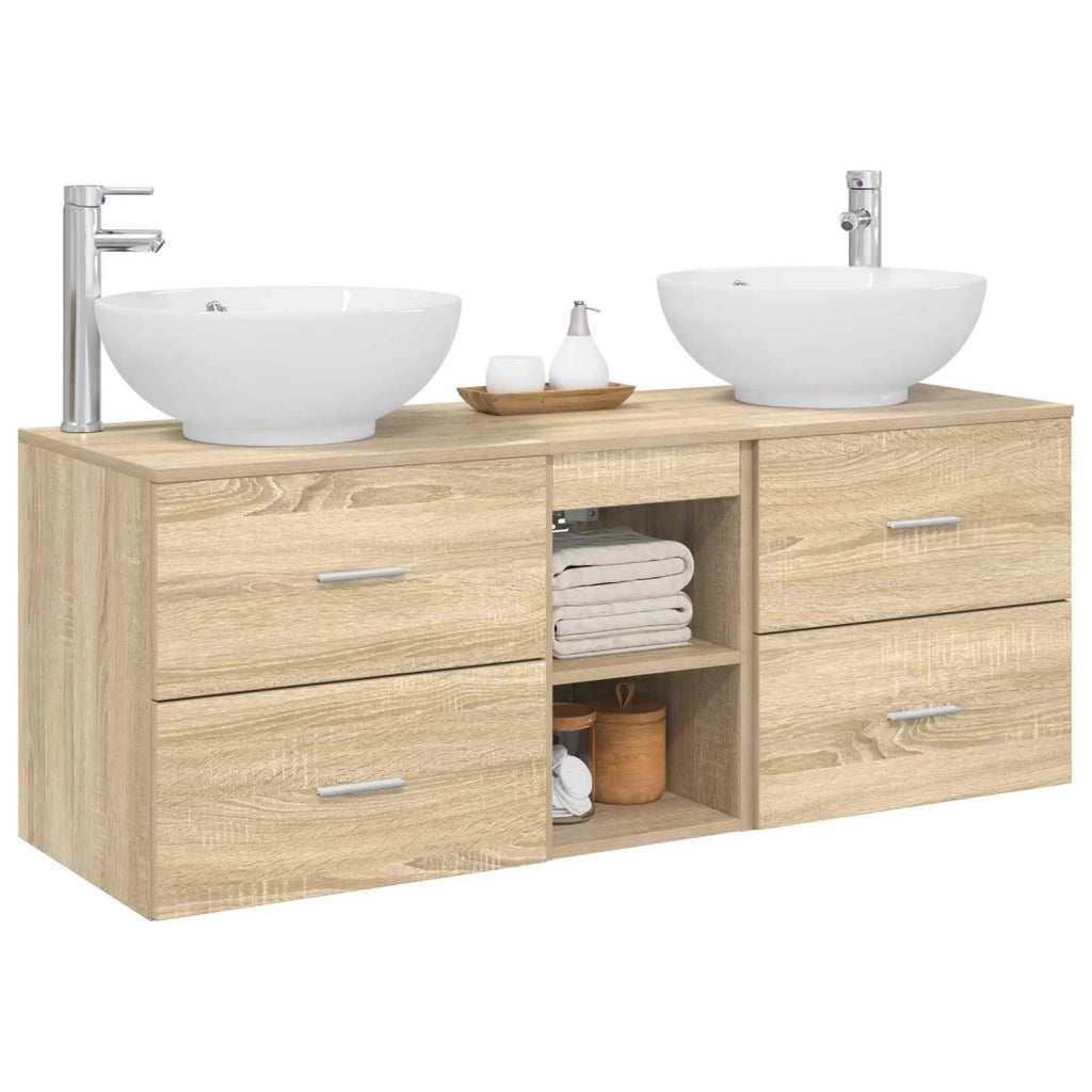 Set di mobili per il bagno 3 pz Rovere Sonoma 3405901