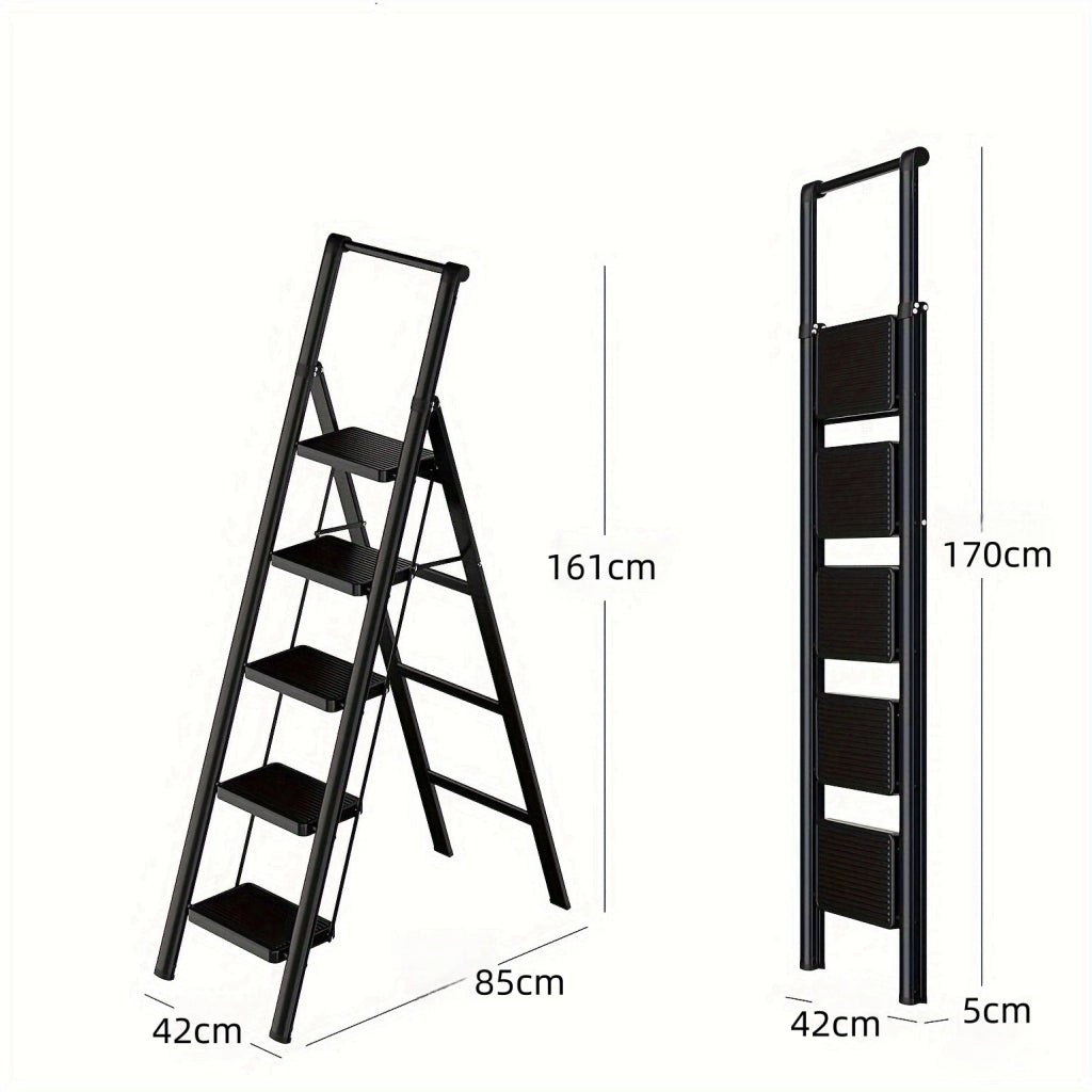 Scala a 5 Gradini Pieghevole ¨C MINIMAL ¨C Acciaio Antiscivolo Multiuso