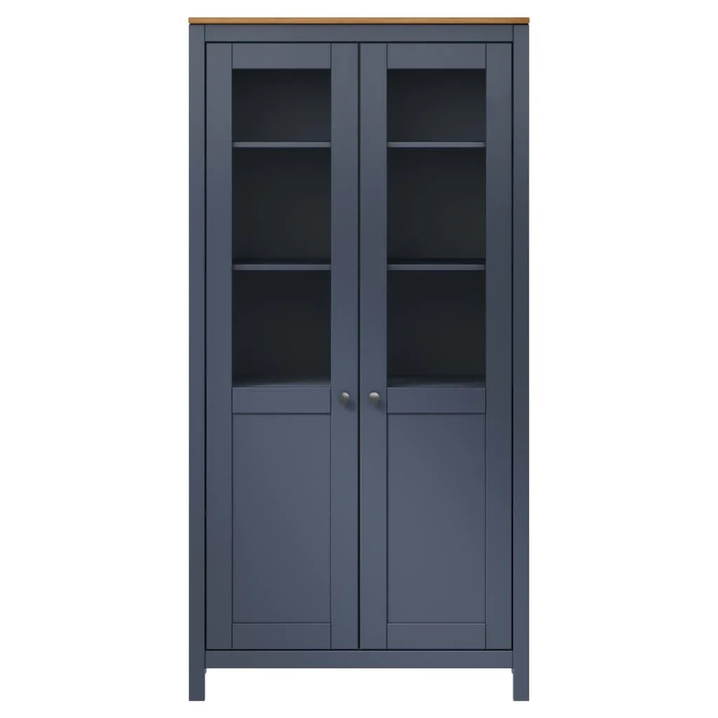 Hill 85 x 37 x 170,5 cm Legno massello di pino Grigio 02_0035676 Credenza a buffet Cassettiera Armadio Unità di stoccaggio Organizzatore per cucina Soggiorno