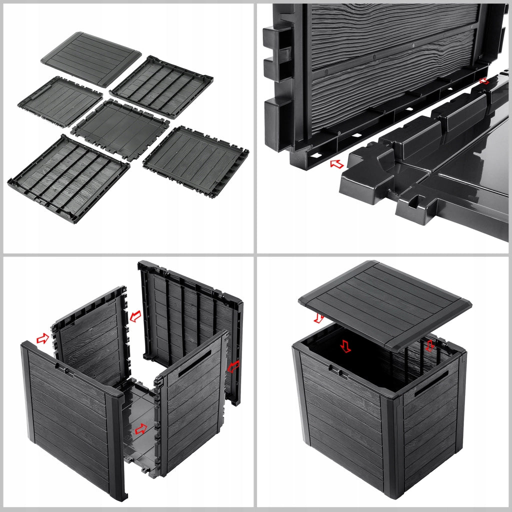 KADAX Box da giardino/balcone, 140 litri, contenitore per giardino/balcone/terrazzo, antracite