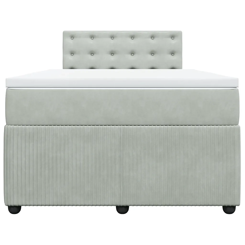 Giroletto a Molle con Materasso Grigio Chiaro 120x200cm Velluto