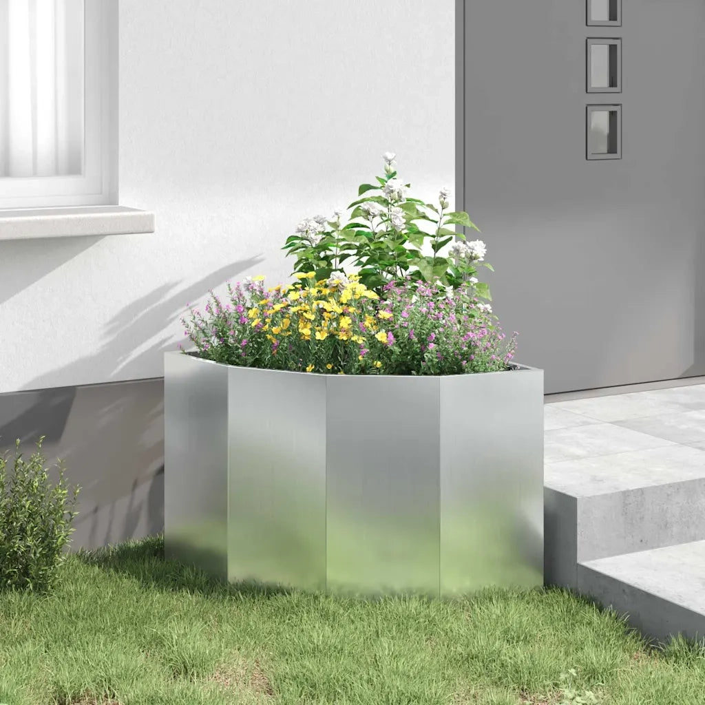 Fioriere | Cassetta per fiori | Vaso d'angolo Argento 60 x 60 x 50 cm Acciaio zincato