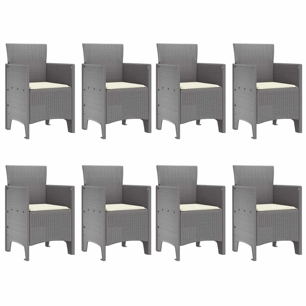 Set da Pranzo per Giardino 9 pcs Bianco Polipropilene