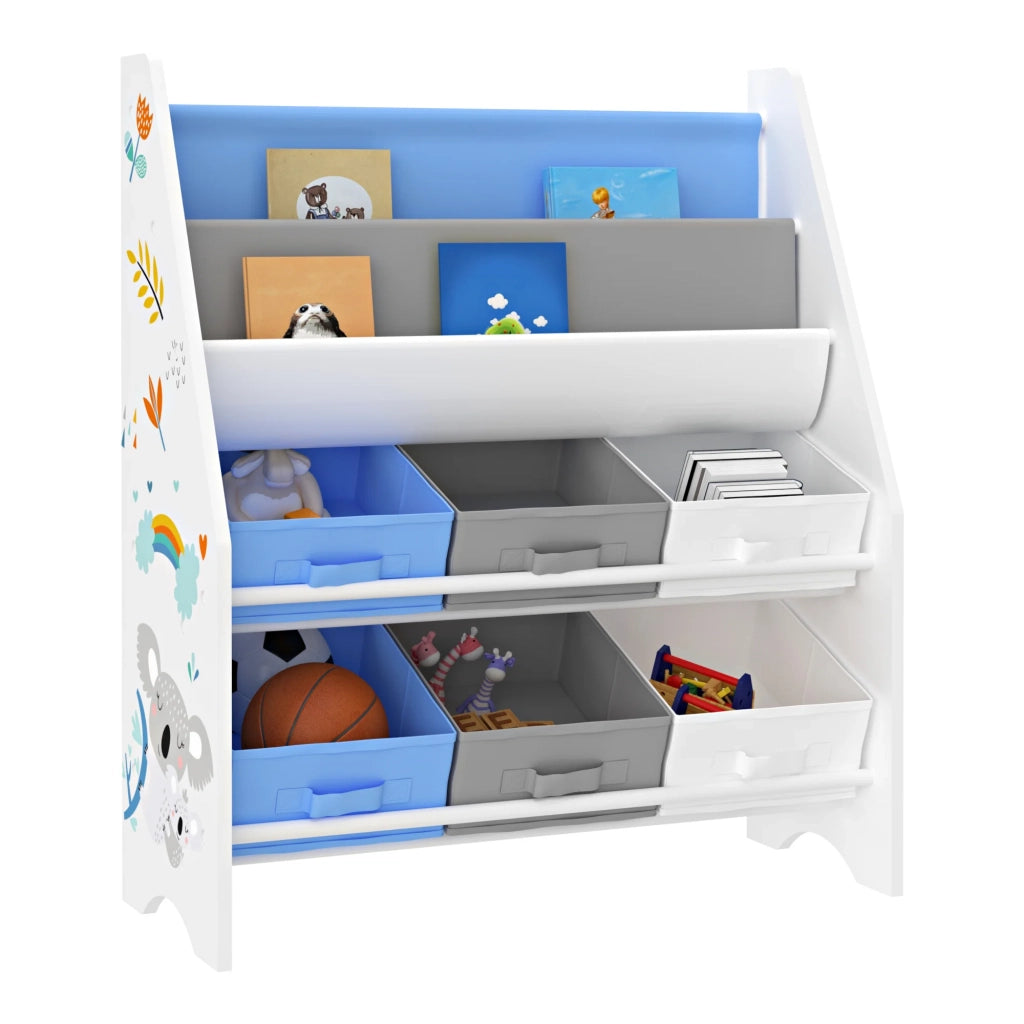 Scaffale portaoggetti per bambini Ponteceso con 6 scomparti aperti bianco/grigio/blu 03_0006990