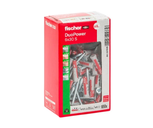 DUOPOWER 6 X 30 S TASSELLO CON VITE - CONF. 100 PEZZI - FISCHER