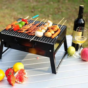 Barbecue a carbone - BBQ opvouwabile - Compacto - Griglia pieghevole con griglia - Camping - Tavolo - Spiaggia - Estate - Pic nic - Rettangolare - Acciaio inossidabile - Nero - 35x27x20 cm