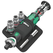 Wera 8009 ZYKLOP POCKET SET IMPERIAL 2 Set di chiavi a cricchetto con portabit integrato 18 pezzi testa ribaltabile 5 posizioni 72 denti angolo di ritorno 5° colore Nero Verde