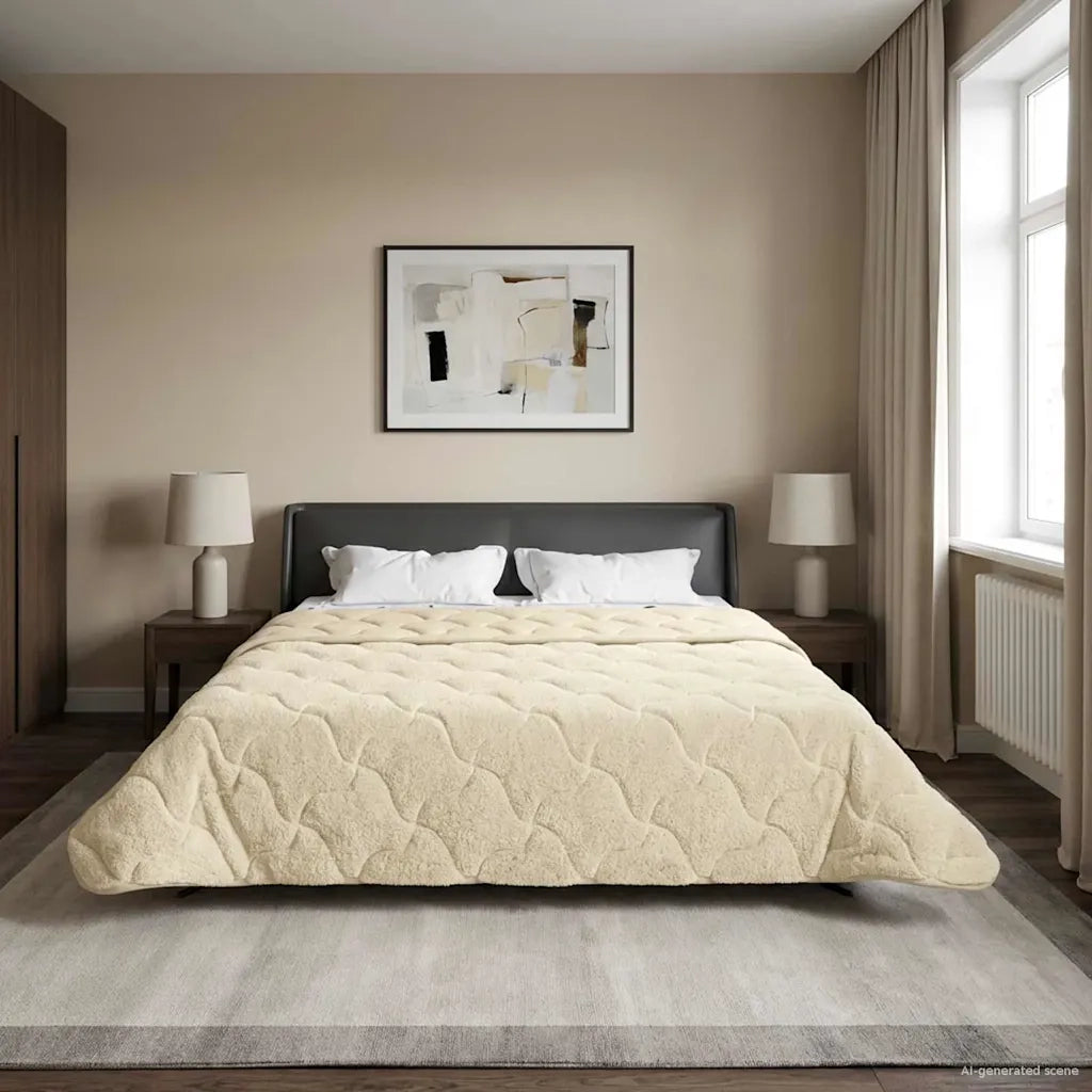 Duvet Estivo Crema 200 x 220 cm Microfibra e Fleece Teddy 42026225