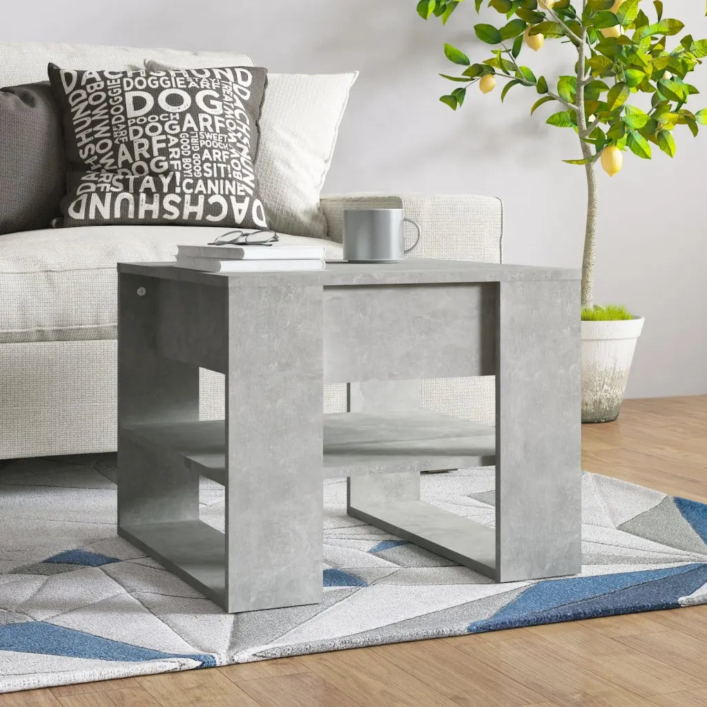 Tavolino Salotto-Tavolino da soggiorno-Tavolo Grigio Cemento 55,5x55x45 cm Legno Multistrato