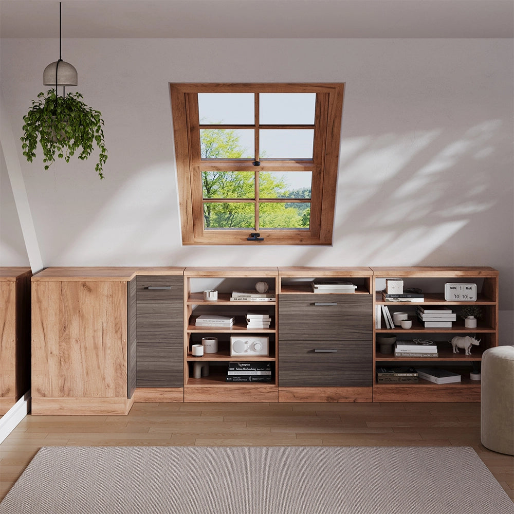 Mobile sottotetto Mobile angolare Rion Grigio nobile/Rovere dorato 75.6 x 83.8 cm con 1 porta, carcassa dell’armadio profondità 60 cm Vicco