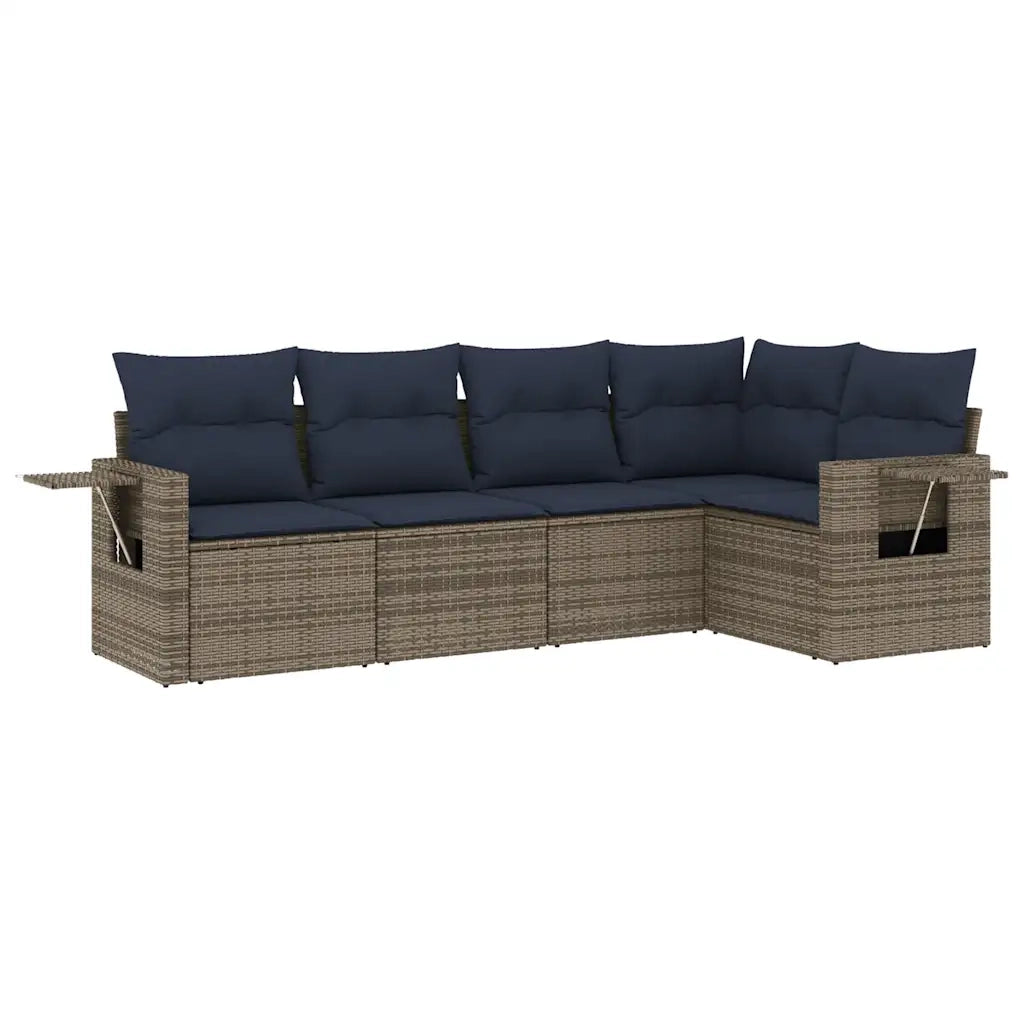 Set Divani da Giardino 5 pz con Cuscini Grigio in Polyrattan 3220130