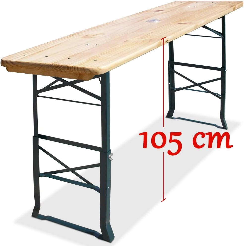 Deuba Tavolo da Birreria alto da bar pieghevole legno 170cm altezza regolabile con foro ombrellone