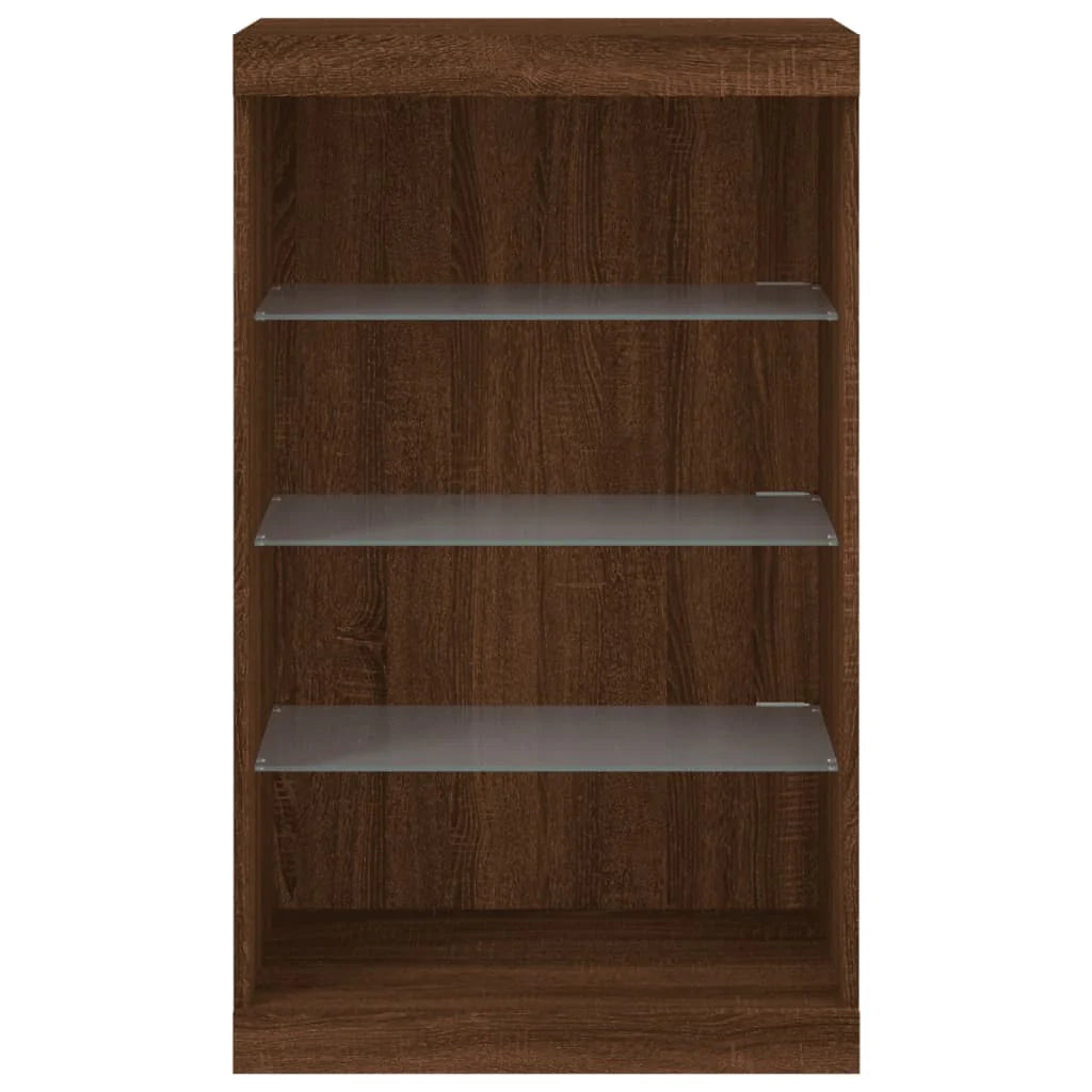 Credenza cassettiera armadio mobile contenitore organizer per cucina soggiorno salotto con luci LED 60,5 x 37 x 100 cm marrone 02_0029925
