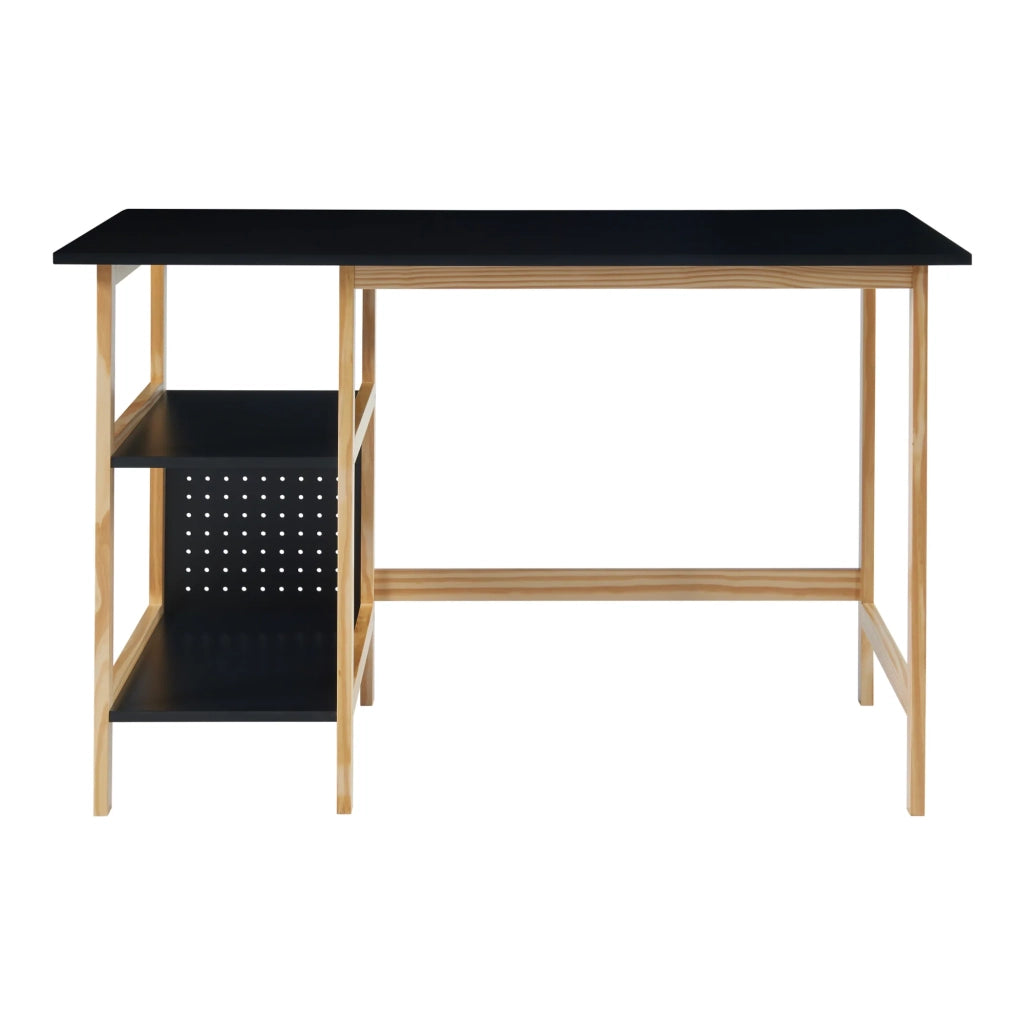 Scrivania/Postazione di lavoro con 2 ripiani 120 x 60 x 75 cm effetto legno nero 03_0009051