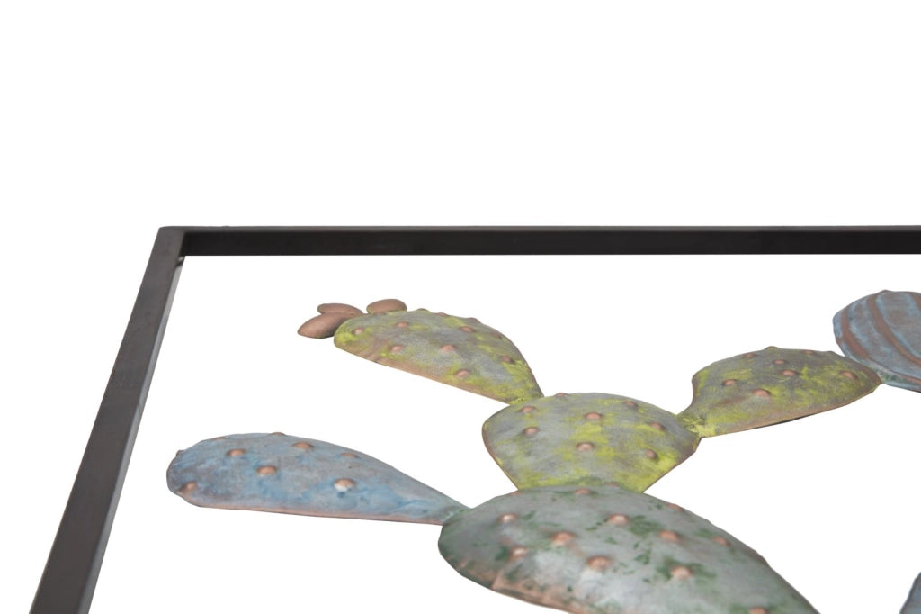 Pannello Cactus-Frame 50x1,3x50 cm in Ferro Verde e Azzurro