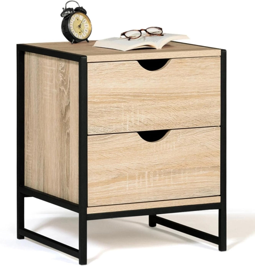 Set di 2 comodini Detroit con 2 cassetti Design Industriale