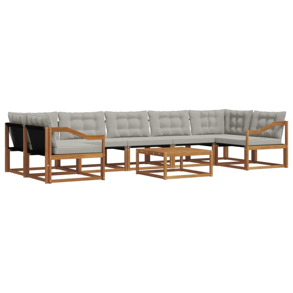 Set di divani da esterno 8 pcs Grigio Naturale e Chiaro